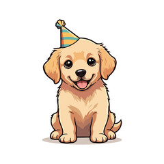 Cute Golden Retriever Dog Sitting Cartoon Vector Icon Illustration Animal Nature Icon Isolated Flat