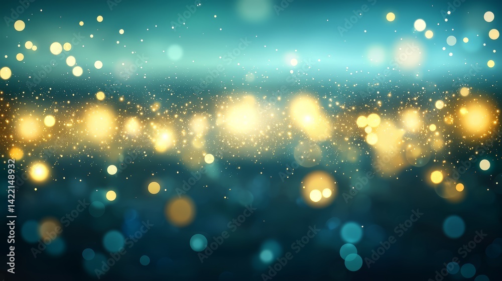 Leinwandbilder blue and yellow background with many small circles. the circles are of different sizes and colors. t
