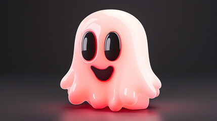 Glowing Pink Halloween Ghost 3D Illustration