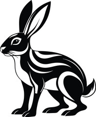 Hare silhouette, illustration hare isolated on white background