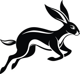 Hare silhouette, illustration hare isolated on white background
