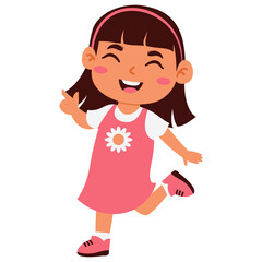Joyful Girl Cartoon Character Illustration