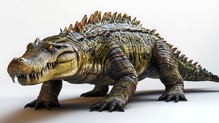 Obraz premium Giant Crocodile with 3D Render, and White BG.