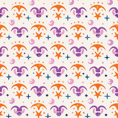 Seamless Dreamy Pastel Zodiac Signs Vector Pattern