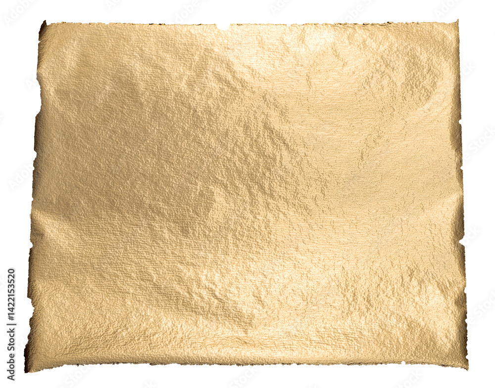 Poster gold foil with a metallic, crumpled texture creates a shiny, reflective surface. torn edges and soft