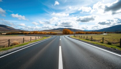 Fototapeta premium Winding Road Through Golden Landscape