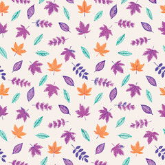 Seasonal Pastel Autumn Leaves Pattern