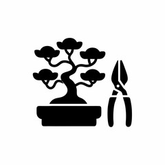 creative details Bonsai with tool kit icon Vector Illustration