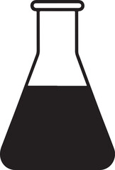 Science Erlenmeyer Flask Silhouette Illustration. Laboratory Flask Vector Icon for Chemistry
