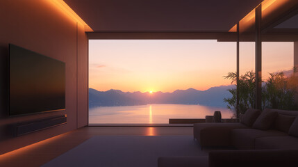 Smart TV 3D rendering scene