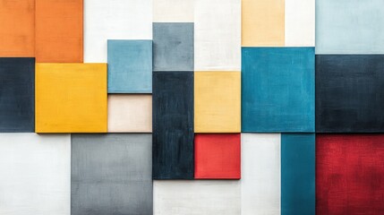Geometric colorful squares wall pattern