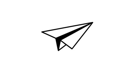 Black and white icon showing paper airplane flying