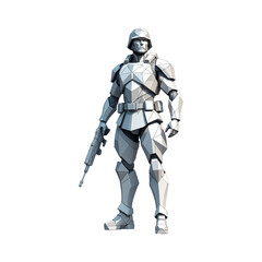 Naklejka premium Geometric soldier character design in a futuristic style created for science fiction settings