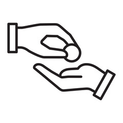 Charity and donation icon. Hand giving icon. Symbol of fundraising, compassion, philanthropy, giving. Vector illustration