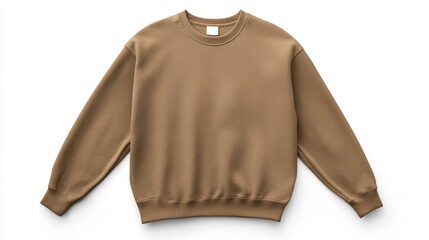 Brown sweatshirt mockup isolated on white background. Generative AI