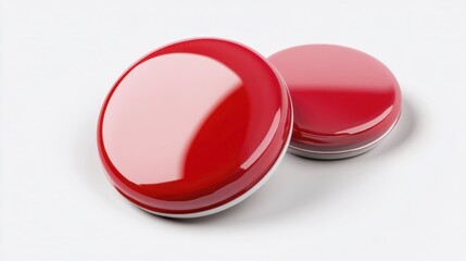 Red Badge Mockup on White Background. Generative AI