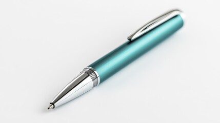 Teal pen mockup isolated on white background. Generative AI