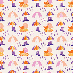 Playful Branding Pastel Rainbow Umbrellas Pattern