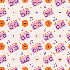 Nostalgic Music Pastel Vintage Radios Pattern
