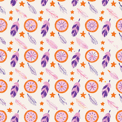 Boho Spiritual Pastel Watercolor Feathers Pattern