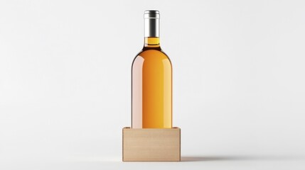 Bottle of wine in a wooden box on a white background. Generative AI