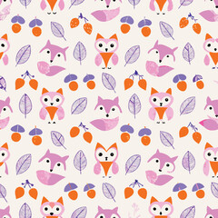 Storybook Fall Pastel Foxes Pattern
