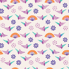 Zen Art Pastel Paper Cranes Pattern