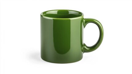 Moss Green Ceramic Mug Mockup on White Background. Generative AI