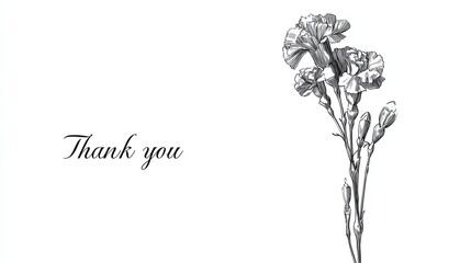 Delicate Bouquet Carnations Hand Drawn