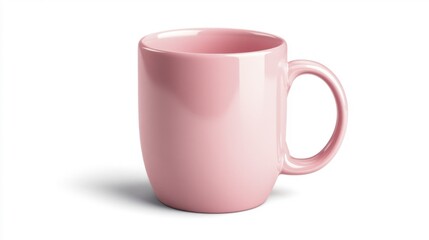 Pink mug mockup isolated on white background. Generative AI