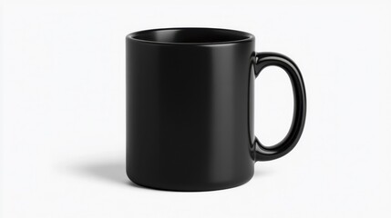 Black Mug Mockup on White Background. Generative AI