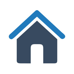 Obraz premium Design of a simple house icon with a blue roof, representing home, shelter, and comfort in a minimalistic style