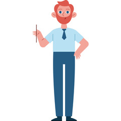 Flat Style Vector Illustration of a Friendly Professor