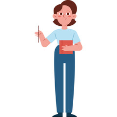 Modern School Professor Character Design in Flat Illustration Style