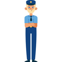 Flat Style Vector Illustration of a Police Officer in Uniform