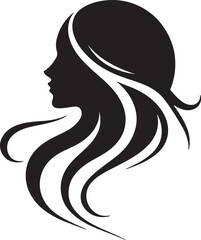 Graceful Woman Silhouette with Flowing Hair in Wind