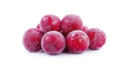 Black Cherry Ice Cream Balls Isolated on White Background. Generative AI