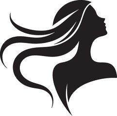 Graceful Woman Silhouette with Flowing Hair in Wind