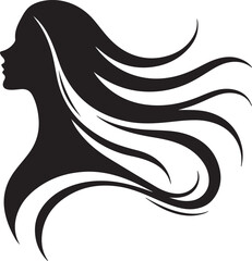 Graceful Woman Silhouette with Flowing Hair in Wind