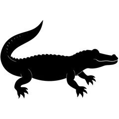 Alligator silhouette vector isolated on white background