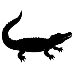 Alligator silhouette vector isolated on white background