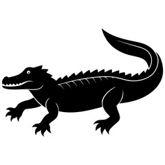 Alligator silhouette vector isolated on white background