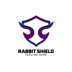 Abstract logo of two rabbits and protectors, line symmetry style