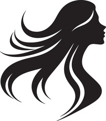 Graceful Woman Silhouette with Flowing Hair in Wind