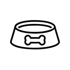 Dog Bowl Line Icon – Pet Food Dish Outline Vector Illustration