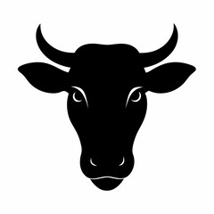 Cattle head silhouette vector isolated on white background