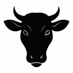 Cattle head silhouette vector isolated on white background