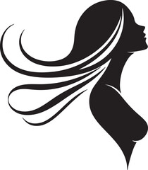 Graceful Woman Silhouette with Flowing Hair in Wind