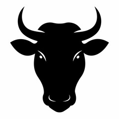 Cattle head silhouette vector isolated on white background