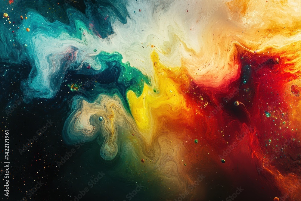 Wall mural a spaceship enters a new galaxy, where every planet is made of pure color--each world representing a